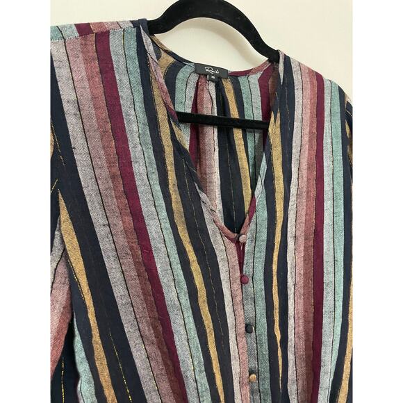 Rails Beaux Striped‎ Tie Metallic Waist Top XS - Picture 7 of 7